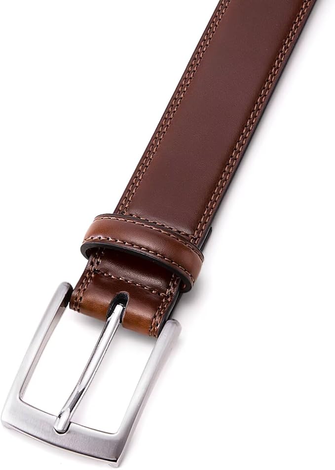 MILORDE Men's Genuine Leather Dress Belt, Handmade, 100% Cow Leather, Fashion & Classic Designs for Work Business and Casual