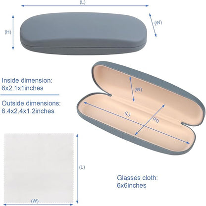 Joyberg Glasses Case, 2 Pack Eyeglass Case with Cleaning Cloth, Glasses Case Hard Shell Fits Most Glasses