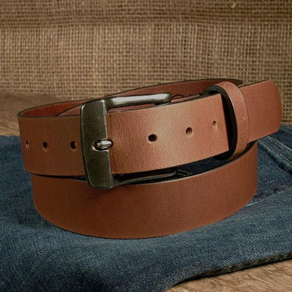Men's Leather Belt, Made in USA, Full-Grain Leather, Casual Everyday Wear Belts, Amish Handmade 1.5" Width