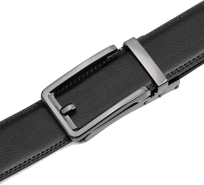 Founders & C Men's Leather Ratchet Comfort Click Belt Dress with Slide Buckle -Adjustable Trim to Fit
