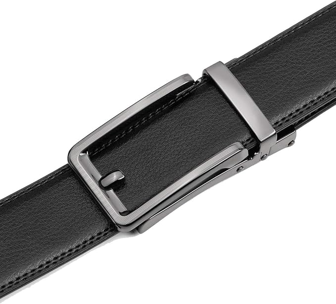 Founders & C Men's Leather Ratchet Comfort Click Belt Dress with Slide Buckle -Adjustable Trim to Fit