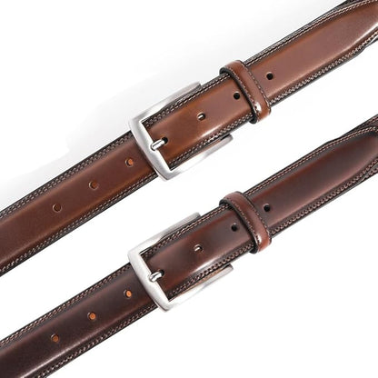 Mens Genuine Leather Dress Belt for Men, Handmade, 100% Cow Leather,Classic Casual and Business Belt Prong Buckle