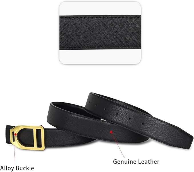 Aurolran Men&Womens Leather Dress Belt Business Automatic Buckle Belt Color-Black Silver Gold