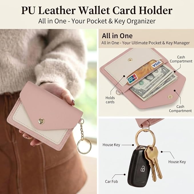 BIHRTC Silicone Key Ring Bracelets Wristlet Keychain Wallet with Net Chapstick Holder for Women