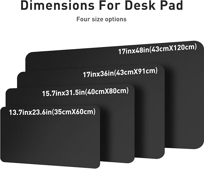 Aothia Non-Slip Waterproof PU Leather Desk Pad Protector for Mouse, Writing Desk, Office, Home, Laptop Blotter, 23.6" x 13.7", Black