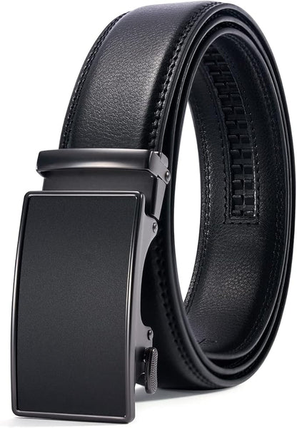 28"-68" Men's Leather Ratchet Dress Belt Big And Tall With Automatic Buckle