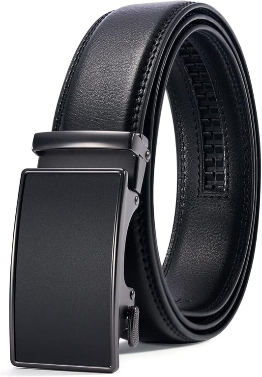 28"-68" Men's Leather Ratchet Dress Belt Big And Tall With Automatic Buckle