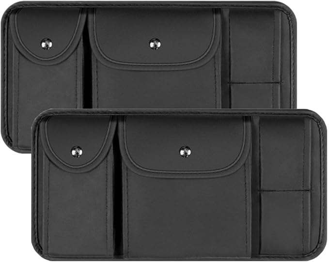 Car Sun Visor Organizer for Tahoe High Country 2020-2025, Leather Storage Bag Portable Multi-Pocket Large Capacity Sunvisor Organizer,2 pcs