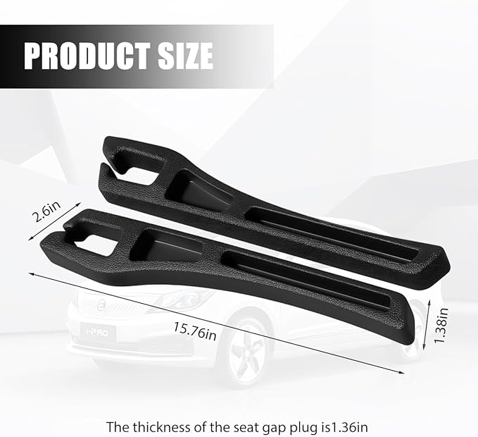 Car Seat Gap Filler, 2PCS Crevice Blocker Stopper Between Vehicle Seat Console, No Drop Automotive Fill Crevice Guard Interior Accessories, Universal for SUV Truck Sedan (Black)