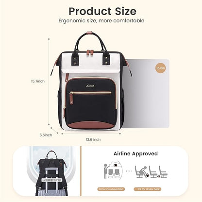 LOVEVOOK Laptop Backpack for Women Work Bag with Large Capacity Cup Side Pocket, 15.6 Inch Waterproof Computer Backpacks (Dark-blue, 15.6INCH)