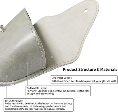 LogHog Portable Leather Glasses Case,Flexible Sunglasses Pouch Slim Case for Women Men Horizontal Eyeglass Case