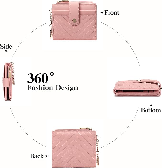 GAEKEAO Slim Wallet for Women, RFID Blocking Credit Card Holder Bifold Wallet with Zipper Coin Pocket, ID Window
