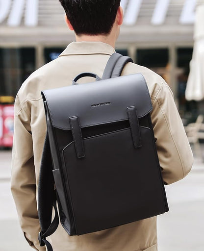 MARK RYDEN Slim Laptop Backpack for Men – Stylish Leather Commuter Business Backpack, 20L Water-Resistant 15.6 Inch Computer Bag with Magnetic Clasp, Lightweight Daypack for Office, Travel & Daily Use