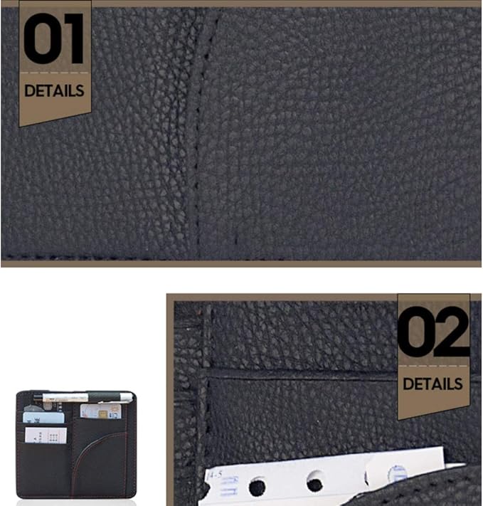 Voroly Car Sun Visor Organizer PU Leather Car Visor Sunglass Holder Card Holder Black