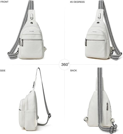 LATMAP Sling Bag For Women Faux Leather Small Casual Daypack Backpack Fanny Pack Crossbody Chest Bags Purse