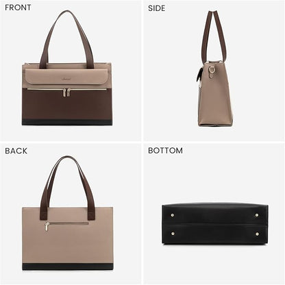 LOVEVOOK Laptop Bag for Women 15.6 Inch Laptop Tote Work Bags Professional Leather Computer Briefcase Waterproof Handbag Shoulder Large Capacity Business Teacher Office Crossbody Purse