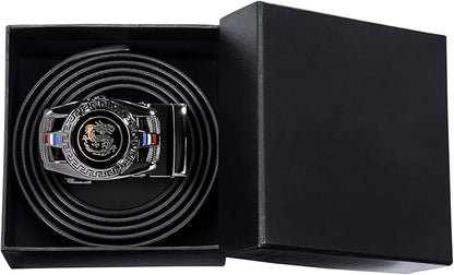 Dubulle Designer Mens Belts, Sliding Automatic Buckle Ratchet Dress Belt TOP Genuine Leather Strap Gifts