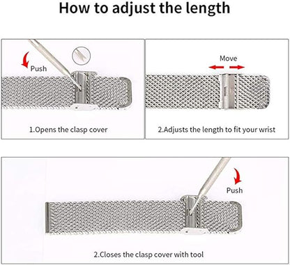 Moran Stainless Steel Mesh Watch Band 20mm Quick Release Black Replacement Metal Strap 18mm 20mm 22mm Compatible for Samsung Galaxy Watch 6 Band Classic 43mm 47mm 40mm 44mm (Black, 20mm)
