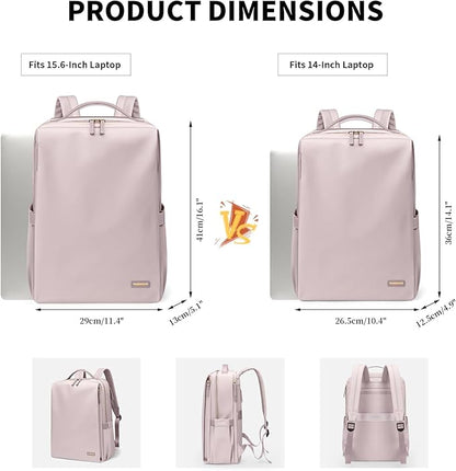 GOLF SUPAGS Stylish Laptop Backpack for Women Airline Approved Perfect for Work College and Travel Multi-Functional Casual Daypack Fits 14 Inch Notebook (Pinkish Grey)