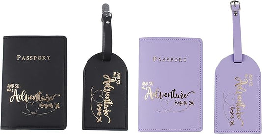 Belsmi Passport and Luggage Tags Set Travel Suitcase Tag (Black Purple)