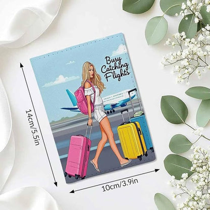 Fun Unique Passport Holder for Travel Busy Catching Flights PU Leather Passport Cover Wallet Cute Passport Card Holder for Women and Men