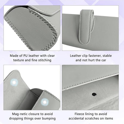 Sunglasses Holder for Car Sun Visor, Sunglass Organizer for Car, Magnetic Leather Eyeglasses Protective Storage Case, Waterproof Glasses Organizer Visor Accessories for Vehicles (Gray)