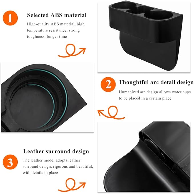DXNQ Car Cup Holder Gap Filler Organizer, Multifunctional Auto Front Console Gap Filler with Cup Holder, Leather Extra Cup Holder Storage Box for Car Truck SUV, Car Accessories (Black/Plastic)