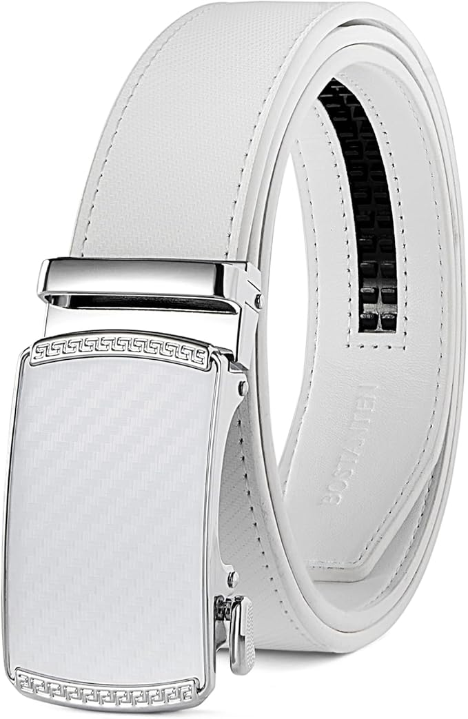 BOSTANTEN Mens Belt Leather Ratchet Belt For Men Dress and Casual with Adjustable Buckle, Trim to Fit
