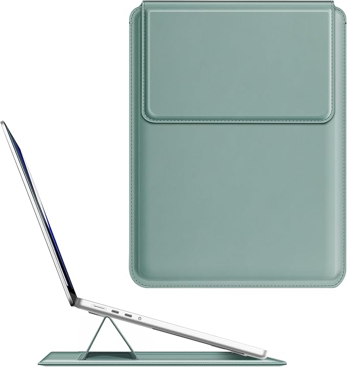 Fintie Sleeve Case for MacBook Air 13.6 A3449 A3240 A3113 A2681, Pro 14 A3427 A3426 A3434 A3401 A3185 A3112 A2992 A2918 A2779 A2442, MacBook Pro/Air/Neo 13 - Slim Bag Cover with Stand, Green