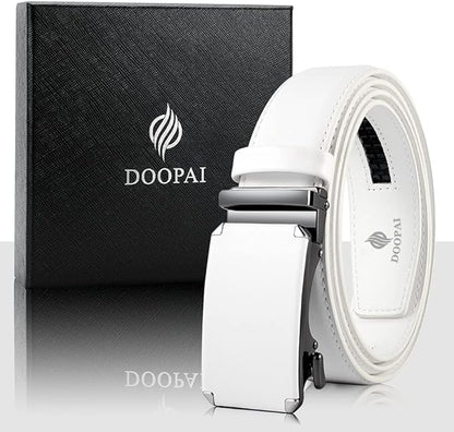 DOOPAI Belt Men, Ratchet Dress Adjustable 1 3/8" Sliding Leather Designer, Size Length Can be Cut, with Gift Box
