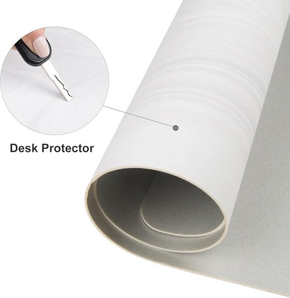 Colorful Star White Marble Large Mouse Pad, Waterproof Office Desk Mat, Non-Slip Computer Gaming Mouse Pad, XXL PC Laptop Protector Pads, PU Leather Desk Writing Pads for Office Home, 31.5" x 15.7"