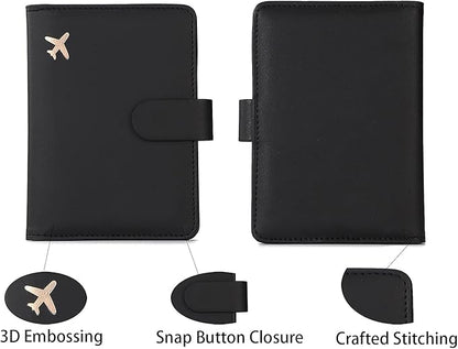 Melsbrinna Premium Leather Passport Holder Covers Case, Waterproof Rfid Blocking Travel Wallet Passport Holder with Pen Holder, Cute Passport Book for Women/Men