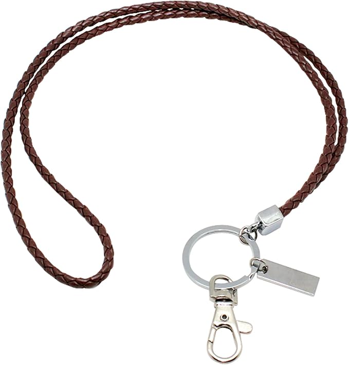 Boshiho Vertical Style PU Leather ID Card Badge Holder with Heavy Duty Lanyard (Brown)