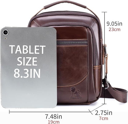 Premium Leather Men's Crossbody -Organized Storage & Durable,Stylish for Daily Carry