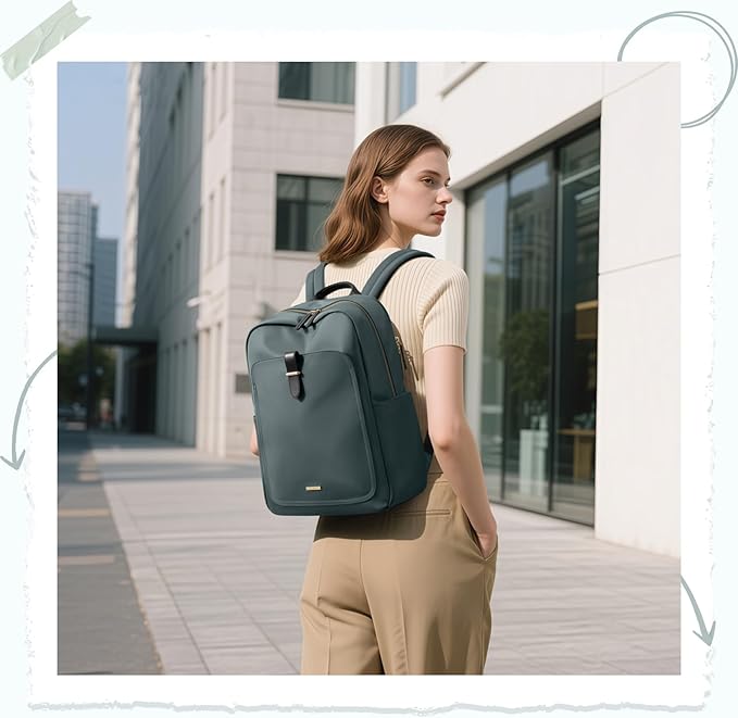 Laptop Backpack for Women,Casual Work Business Backpacks Purse Carry on Travel Backpack,14 Inch,Dark Green