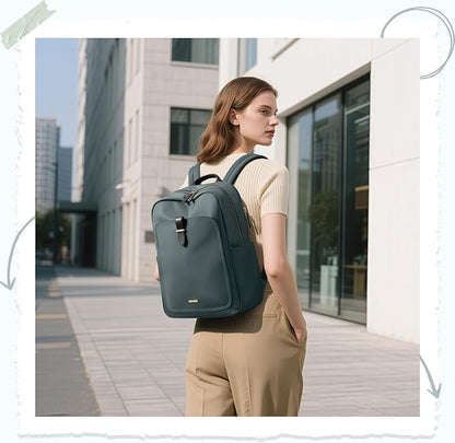 Laptop Backpack for Women,Casual Work Business Backpacks Purse Carry on Travel Backpack,15.6 Inch,Dark Green