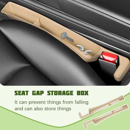 2PCS Car Seat Gap Filler Organizer, Seat Side Gap Organizer for Phone Keys Cards, Multifunctional Automotive Interior Storage Accessories, Universal for SUV Truck Sedan (Beige)