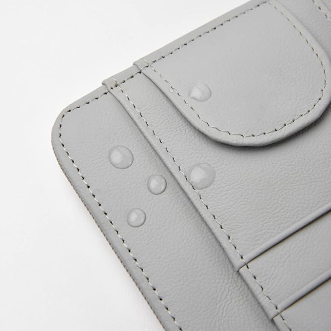 Gray Small Car Sun Visor Organizer with Clip, Sunglasses Holders for Car Sun Visor PU Auto Interior Accessories Storage Travel Document Holder with Multi Pocket
