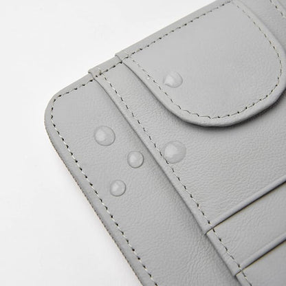 Gray Small Car Sun Visor Organizer with Clip, Sunglasses Holders for Car Sun Visor PU Auto Interior Accessories Storage Travel Document Holder with Multi Pocket