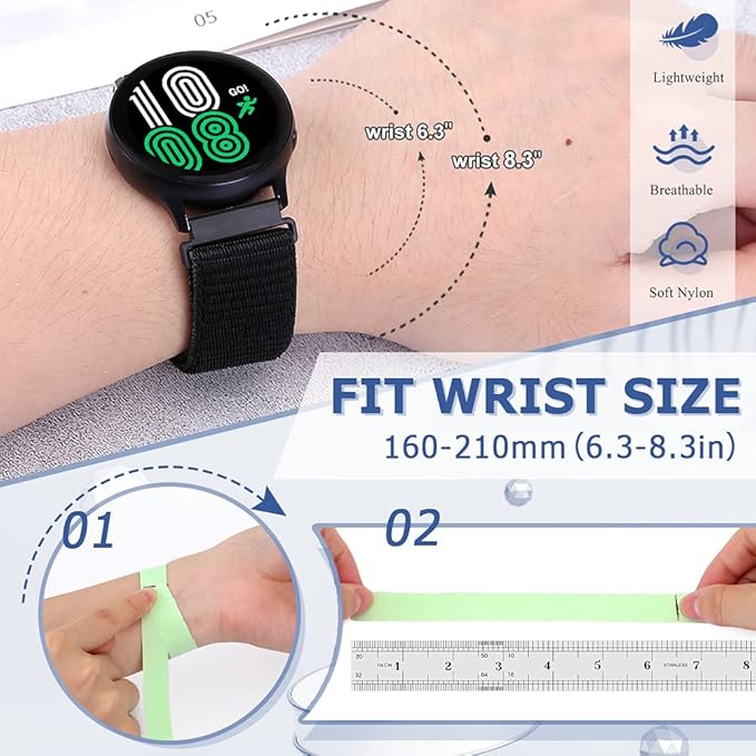 18mm Nylon Sport Quick Release Watch Bands Compatible with Garmin Venu 4 41mm/3S 41mm/Venu 2S/Vivoactive 4S/Vivomove 3S/Active S/Forerunner 265S(42mm)/255S/Fossil Women's Gen 6 42mm/5E 42mm Women Men