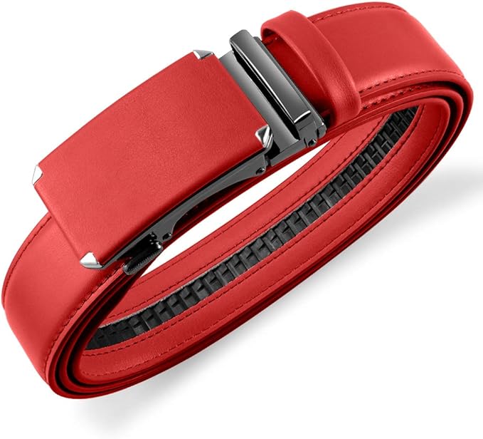 DOOPAI Belt Men, Ratchet Dress Adjustable 1 3/8" Sliding Leather Designer, Size Length Can be Cut, with Gift Box