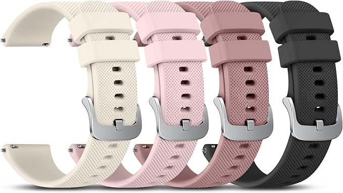 Vanjua 18mm Watch Bands Quick Release Replacement Wristband, 4 Pack Soft Silicone Waterproof Sport Straps Band for Men Women