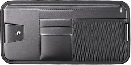 Large Car Visor Organizer Holder for Truck/SUV, Document Storage Pouch Holder with Multi-Pocket Net Zipper for Cards, License, Sunglasses, Pen, Key
