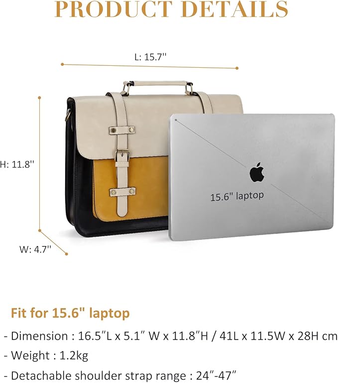 ECOSUSI Laptop Bag for Women Vegan Leather Messenger Bag Fashion Briefcase Computer Satchel Bag