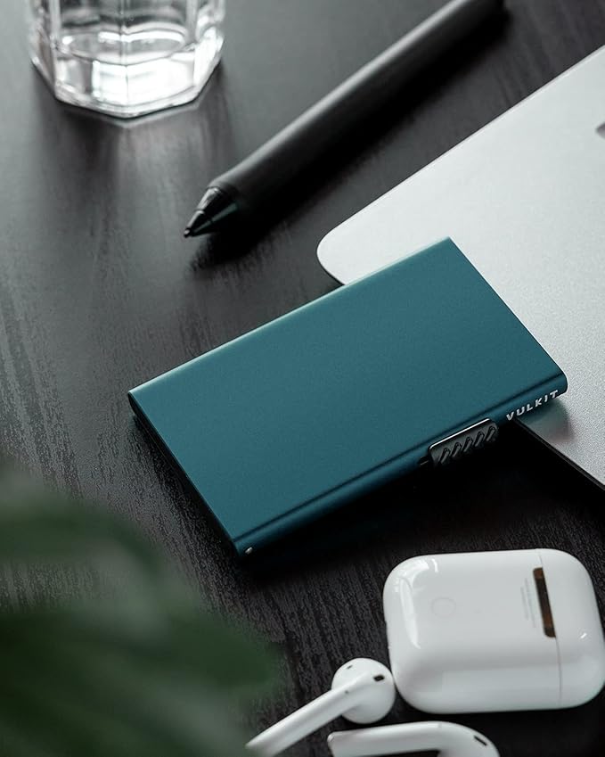 VULKIT Minimalist Credit Card Holder Pop Up Cards RFID Protection Slim Metal Wallet