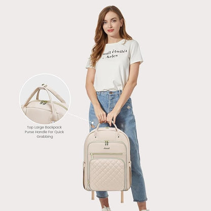 LOVEVOOK Laptop Backpack for Women, Water Resistant Travel Work Backpacks Purse Stylish College Business Teacher Nurse Computer Bag with USB Charging Port, Fits 17" Laptop