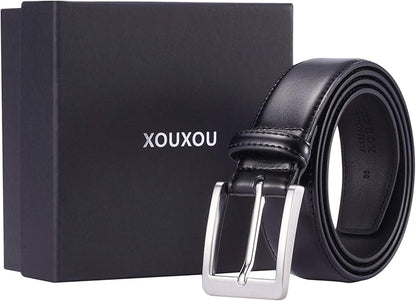 XOUXOU Men's Casual Leather Jeans Belts Classic Work Business Dress Belt with Prong Buckle for Men