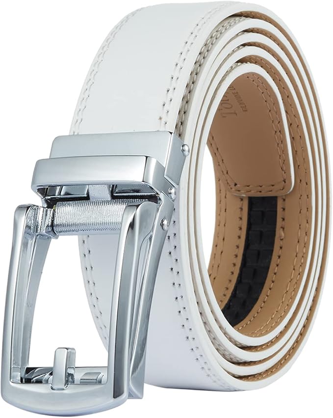 Tonywell Mens Leather Ratchet Belts with Click Buckle Perfect Fit Dress Belt 30mm Wide