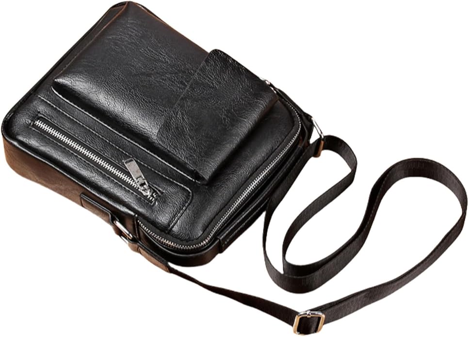 Men's Leather Crossbody Bag, Casual leather Bag for Men, Crossbody Bag Office Business,Handbag Purse Zipper