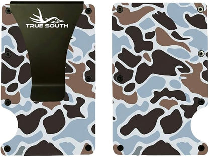 True South RFID Blocking Slim Metal Wallet with Money Clip | Minimalist Alumium Card Holder - Camouflage Front Pocket EDC Wallet for Men, Gift for Him